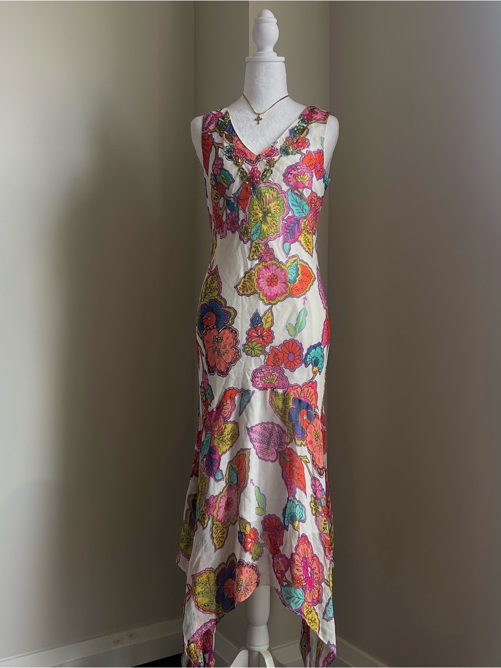 2000's Bright Floral V-Neck Fairy Maxi Dress